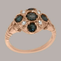 Britanci napravio 9k Rose Gold Prirodni London Blue Topaz & Diamond Womens Izjava prsten - Opcije veličine