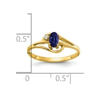 Čvrsta 14k žuto zlato 5x ovalni safir plavi rujan dragi dijamantni zaručni prsten veličine 6