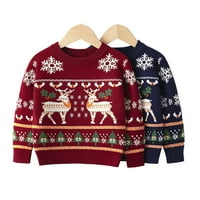 Esaierr djeca dječja djevojka dječak božićni pleteni džemper bluza jeleer pulover duks topli posadni