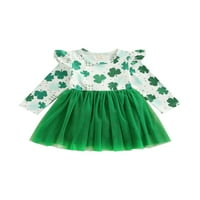 GENUISKIDS TODDLER Baby Girl Clean St. Patrick's Dnevna odjeća Dječja djevojka haljina dugih rukava