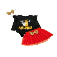 Brilliantme Baby Moj prvi Halloween odjeća odijela Djevojka s dugim rukavima ruffle romper top + tulle