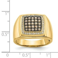 14k žuti zlatni prsten za muškarce dijamantni okrugli šampanjac i bijeli, veličine 5