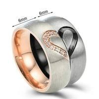 Jiyugala prstenovi za muškarce od nehrđajućeg čelika pola breskve par srca u obliku prstena od titanijum