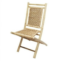 Makaha bambus preklopna stolica sa otvorenom vezom Vodom Hyacinth tkanja, prirodno - set od 2