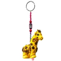 Giraffe Wildlife Animal 3D keramička figurica Keychain Višeboorirani Metalni prsten Macramé - Ručno
