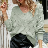 SNGXGN ženski lagani pamučni džemperi Čvrsti boje pletene pulover džemper vrhovi pulover džemperi za