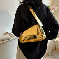 Ženska sjajna PU kožna torba na rame Elegantne torbe za bagere, srebro