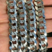 Ogrlice za muškarce Ženske djece Pravi čvrsti čvrsti srebrni lanac Plata Diamond Cut Cubanski Cubb Miami