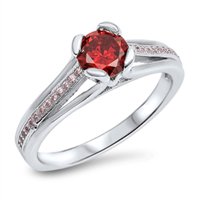 Vaše Boja Ženska simulirana garnat pasijans vjenčani prsten sterling srebrni bend crveni cz ženski veličine