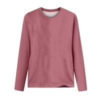 Zkozptok ženske dukseve casual crewneck s dugim rukavima, pulover, majice, ružičasta, xl