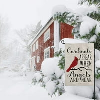 Kardinali se pojavljuju kada su anđeli u blizini spomen-vrtnog zastave dvostrano božićno zimsko dvorište