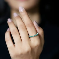 Pravi smaragdni poluvreme za žene za žene, Baguette Cut smaragdni poluvremeni prsten u zlatu, srebrnom