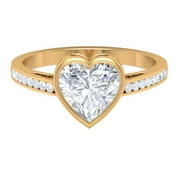 Jewels Rosec 2. CT Moissite Heart Solitaire zaručni prsten za žene, 14k žuto zlato, US 9,50