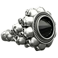 Yaman zvoni ručno izrađeni srebrni prsten, muški lubanji brutalni prsten, poklon za njega metal