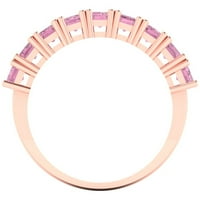 2. CT Sjajni smaragdni rez simulirani ružičasti dijamant 18k ružičasto zlato vječnost bend sz 7.5