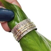 Infinity Spinner Band, Meditacijski prsten, Sterling srebrni prsten, prsten za vrteći, dva tona, fidget