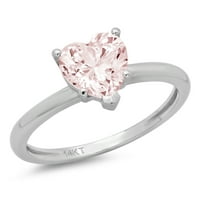 1. CT Sjajno srce simulirano ružičasti dijamant 14k bijeli zlatni pasijans prsten sz 8