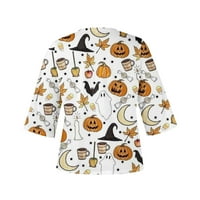 Halloween vrhovi za ženska ženska bluza majice casual labave majice rukavice za rukave Halloween tisak