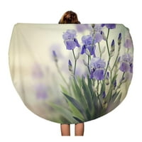 Okrugli ručnik za plažu pokrivač ljubičasta iris cvjetovi cvjeta u vrtu cvjeta putni krug kružni ručnici