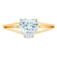 1.0ct Srce rezan plavi simulirani dijamant 18k žuti zlatni godišnjički angažman prsten veličine 8