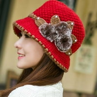 Holloyiver modne žene dama zima topla kukičani pleteni cvijeće ukrašeni šešir ušiju