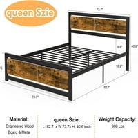 Aqgrj kraljični okvir platforma platforma krevet s uzglavljenim i čeličnim čvrstim šrafovima jake potporne