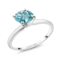Gem Stone King 18k Bijeli zlato Plavi cirkon Ženski zaručni prsten