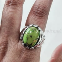 Zeleni bakar Tirkizni prsten, prirodni zeleni bakar tirkizni, orla kandži, srebrni nakit, srebrni prsten,