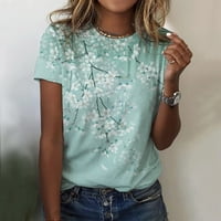 Azrian Plus veličine, ženske majice, ženske bluze Ženska modna tiskana majica kratkih rukava bluza okrugli
