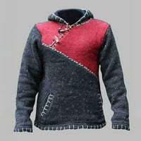 Kovčeg ruga kolica s dugim rukavima pletena kapuljača za patchwork patchwork džemper džemper muška odjeća