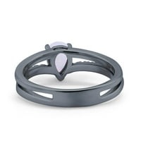 Vjenčani prsten za suzanje Black Tone White Opal Accent Sterling Srebrna veličina 9