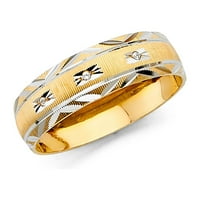 Jewels 14k bijeli i žuti zlatni prsten Dva tona muške kubične cirkonije CZ Godišnjica vjenčanica veličine