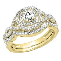 DazzlingRock kolekcija 1. Carat 14k bijeli dijamant Swirl Bridal Halo Angažman prsten CT, žuto zlato,