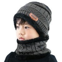 VBIGER KIDS zimskih pletenih kape + šal se postavio toplim poklopcem flisa za 5-godišnju dječake, sive