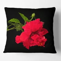 Art DesimanArt 'Bright Crveni hibiskus na crnom' cvjetnom bacaju jastuku u. In. Medium