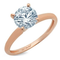 2. CT sjajan okrugli rez Clear Simulirani dijamant 18k ružičasto zlato pasijans prsten sz 6.25