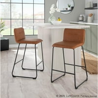 Casper fiksna visina suvremena kontra stolica u crnom metalu i sivoj fau koži - set od 2