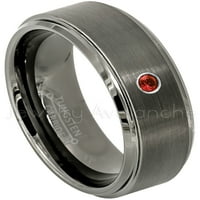 Prsten od brušenog oružja - 0,07ct Solitaire Garnet prsten - Personalizirani volfram Vjenčani prsten