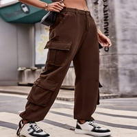 Plesneemangoos Ženske teretne hlače Labavi fit taktičke ulične rupe s elastičnim strukom sa više džepova