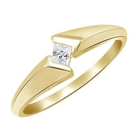 Princezo u obliku bijelog prirodnog dijamanta modnog prstena u 10k žuto zlatno prsten veličine-6,5