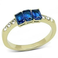 Ženski prsten plavi trostruki kamen čelični prsten sa sintetičkim sintetičkim staklom u Montani