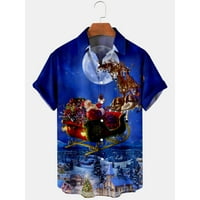 Aufmer Plus Veličina čišćenje kratkih rukava bluza s ukrasom bluza muški muški božićni 3D digitalni