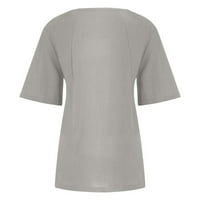 Ženski Ljeto plus veličine okrugli vrat kratkih rukava Ležerne prilike labave čvrste botton majice sive