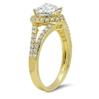 1. CT Cleant Clear Simulirani dijamant 18k žuti zlatni godišnjica Angažovanje halo prstena veličine
