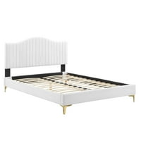 Modway Juniper kanal Tufted performanse baršunaste kraljevske platforme krevet u bijeloj boji