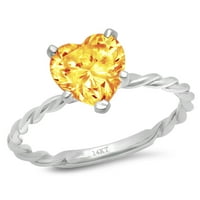 2CT srce od srca žuta prirodna citrina 14k bijela zlatna godišnjica za angažman prsten veličine 8.5