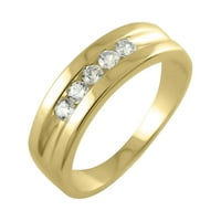 10k žuti zlatni mens dijamantni prsten, karat okrugli rez prirodni bijeli dijamant 5-kameni godišnjica