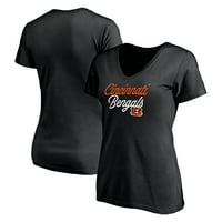 Ženska fanatika brendirana Crni Cincinnati Bengals Long Hriende V-izrez majica