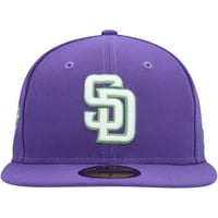 Muškarna nova Era Purple San Diego Padres Lime bočna zakrpa 59Fifty ugrađeni šešir
