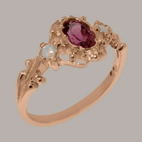 Britanska napravljena 9k ružičasto zlato prirodno ružičasti turmalin i opal ženski Obećani prsten -